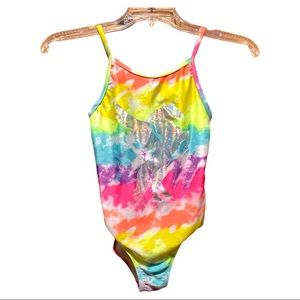 Children’s Place Colorful Tie Dye Unicorn One Piece Bathing Suit Size Medium 7